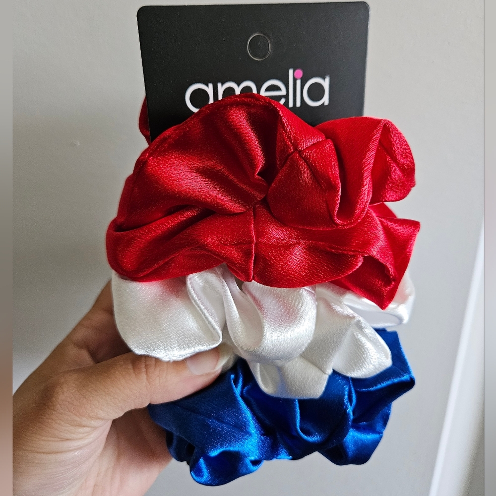 Amelia Red, White, and Blue Scrunchies